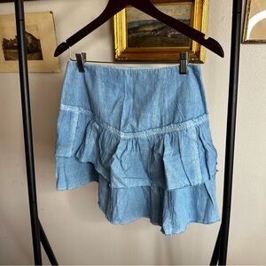 Free People Light Blue Tiered Mini Skirt 🦄